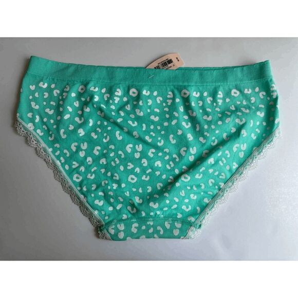Victorias Secret Vintage Hiphugger Panty Seamless Lace Cheetah Print Teal Size M - Picture 3 of 3